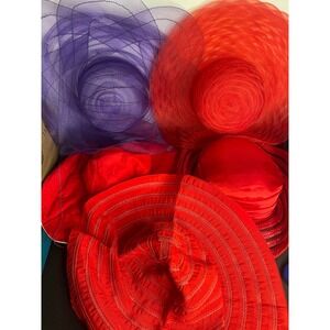 Lot of 5 Red Hat Society Purple Red Wide Brim Sun Hats Ladies Church Wedding